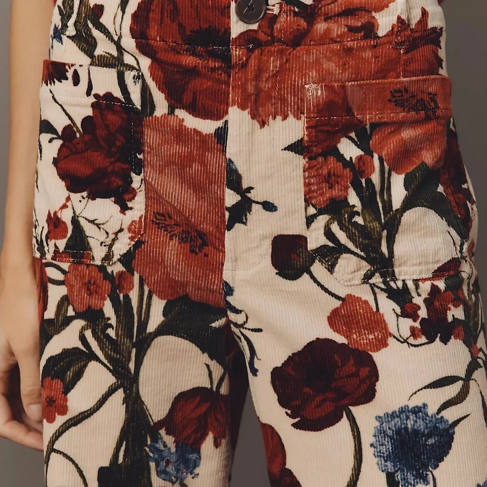 Anthropologie Maeve Colette Cropped Corduroy Pant Botanical 30 - Picture 3 of 5